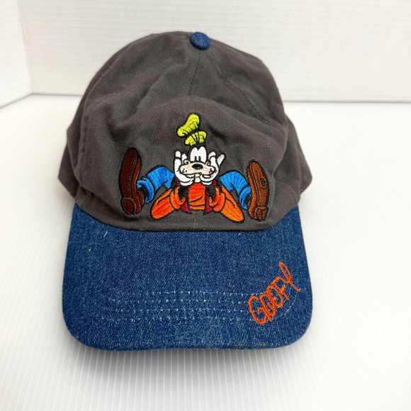 Vintage Walt Disney World Goofy Denim Brim Strapback Baseball Hat Embroidered - Picture 1 of 7